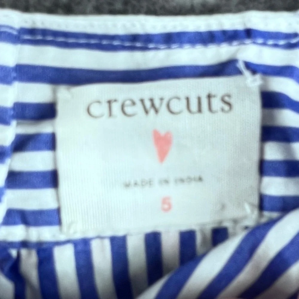 Crewcuts Blue White Stripe Tiered Ruffle Dress Girls Size‎ 6